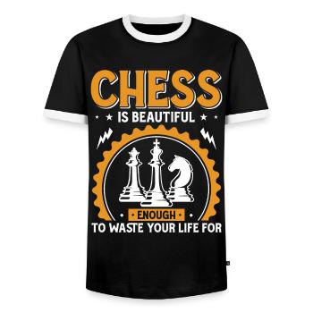 Les échecs sont beaux jeux d’échecs - T-shirt contrasté Homme - noir/blanc - Devant - AI Model Female 172 light (172cm) & AI Model Male 178 light (178cm)