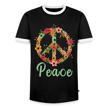 Frieden Zeichen Frieden Der Welt Keine Kriegs - Männer Kontrast-T-Shirt - Schwarz/Weiß - Vorne - AI Model Female 172 light (172cm) & AI Model Male 178 light (178cm)