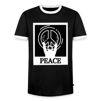 Paix Amour Paix du Monde Sans Guerre Hippie - T-shirt contrasté Homme - noir/blanc - Devant - AI Model Female 172 light (172cm) & AI Model Male 178 light (178cm)