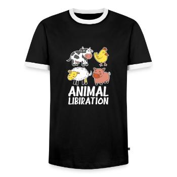 Tierbefreiung Vieh Veganer Tiere, Keine Nahrung - Männer Kontrast-T-Shirt - Schwarz/Weiß - Vorne - AI Model Female 172 light (172cm) & AI Model Male 178 light (178cm)