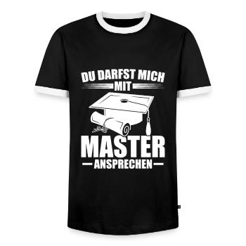 Masterprüfung Studium Abschluss Master Geschenk - Männer Kontrast-T-Shirt - Schwarz/Weiß - Vorne - AI Model Female 172 light (172cm) & AI Model Male 178 light (178cm)