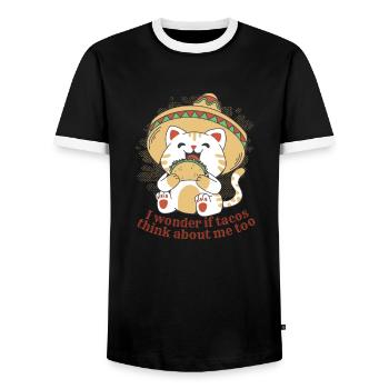 Les tacos pensent aussi à moi la cuisine mexicaine - T-shirt contrasté Homme - noir/blanc - Devant - AI Model Female 172 light (172cm) & AI Model Male 178 light (178cm)