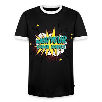 Waschen Sie Ihre verdammten Hände saubere Seife - Männer Kontrast-T-Shirt - Schwarz/Weiß - Vorne - AI Model Female 172 light (172cm) & AI Model Male 178 light (178cm)