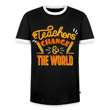 It Is Always A Full Glass of Water Chemistry - Men's Ringer Shirt - black/white - Front - AI Model Female 172 light (172cm) & AI Model Male 178 light (178cm)