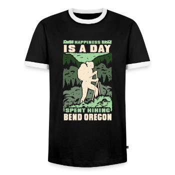 Happiness is spent Bend Oregon Park hiking - Men's Ringer Shirt - black/white - Front - AI Model Female 172 light (172cm) & AI Model Male 178 light (178cm)