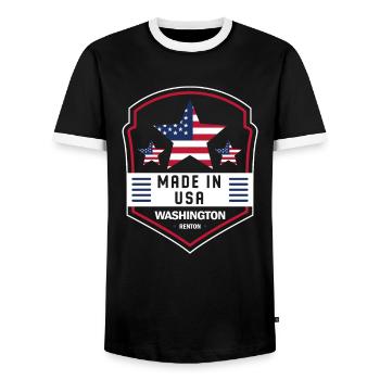 Made in USA Washington Renton America - Men's Ringer Shirt - black/white - Front - AI Model Female 172 light (172cm) & AI Model Male 178 light (178cm)