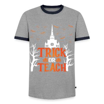 Chauves-souris citrouilles d’Halloween aigres-douces ou aigres - T-shirt contrasté Homme - gris/marine  - Devant - AI Model Female 172 light (172cm) & AI Model Male 178 light (178cm)