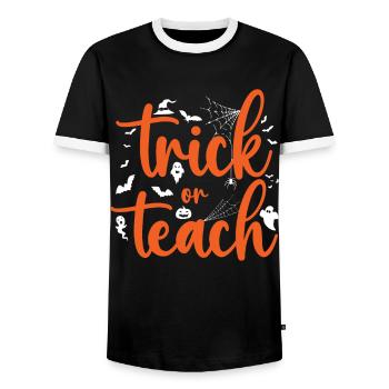 Chauves-souris citrouilles d’Halloween aigres-douces ou aigres - T-shirt contrasté Homme - noir/blanc - Devant - AI Model Female 172 light (172cm) & AI Model Male 178 light (178cm)