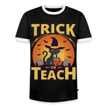 Douce ou aigre Halloween Citrouille Sorcière Chauve-souris - T-shirt contrasté Homme - noir/blanc - Devant - AI Model Female 172 light (172cm) & AI Model Male 178 light (178cm)