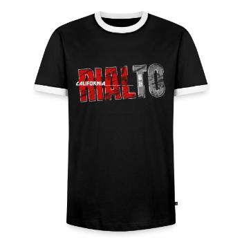 Rialto California Adventure Wander City Eagle 1911 - Men's Ringer Shirt - black/white - Front - AI Model Female 172 light (172cm) & AI Model Male 178 light (178cm)