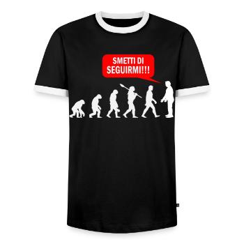 Écoutez-moi pour suivre la revue Australopithecines - T-shirt contrasté Homme - noir/blanc - Devant - AI Model Female 172 light (172cm) & AI Model Male 178 light (178cm)