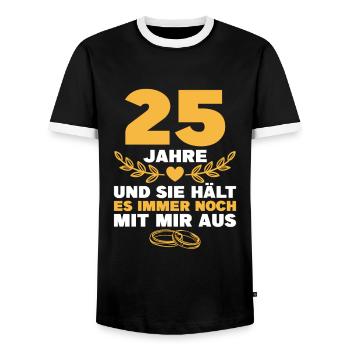 Silberne Hochzeit 25. Hochzeitstag Geschenk Mann - Männer Kontrast-T-Shirt - Schwarz/Weiß - Vorne - AI Model Female 172 light (172cm) & AI Model Male 178 light (178cm)