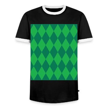 Rhombus Green Costume For Halloween Suit Gift - Men's Ringer Shirt - black/white - Front - AI Model Female 172 light (172cm) & AI Model Male 178 light (178cm)