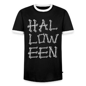 Halloween Suit Skeleton Bone Fear Horror - Men's Ringer Shirt - black/white - Front - AI Model Female 172 light (172cm) & AI Model Male 178 light (178cm)