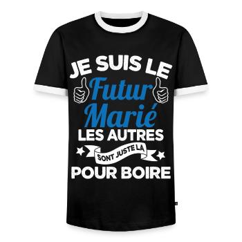 Cadeau de célibataire pour un futur marié - T-shirt contrasté Homme - noir/blanc - Devant - AI Model Female 172 light (172cm) & AI Model Male 178 light (178cm)