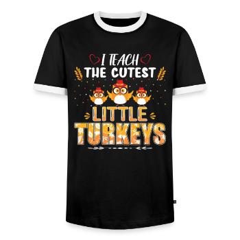 J’enseigne à la plus douce petite école de dinde - T-shirt contrasté Homme - noir/blanc - Devant - AI Model Female 172 light (172cm) & AI Model Male 178 light (178cm)