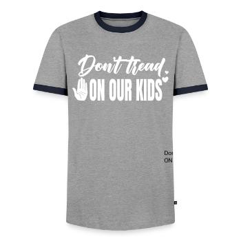 Ne marchez pas sur nos enfants - T-shirt contrasté Homme - gris/marine  - Devant - AI Model Female 172 light (172cm) & AI Model Male 178 light (178cm)