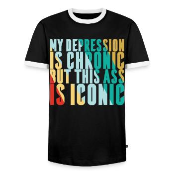 Ma dépression est chronique - T-shirt contrasté Homme - noir/blanc - Devant - AI Model Female 172 light (172cm) & AI Model Male 178 light (178cm)
