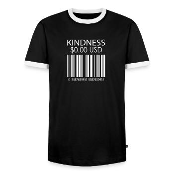 La gentillesse signifie l’humanité - T-shirt contrasté Homme - noir/blanc - Devant - AI Model Female 172 light (172cm) & AI Model Male 178 light (178cm)
