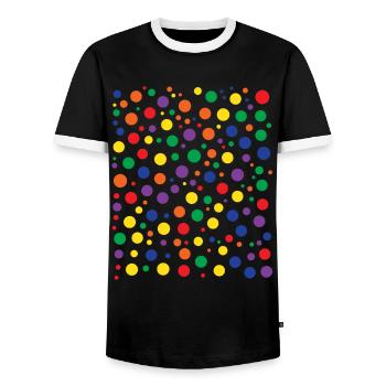 Verspieltes Polka Punktmuster Buntes Kreis - Männer Kontrast-T-Shirt - Schwarz/Weiß - Vorne - AI Model Female 172 light (172cm) & AI Model Male 178 light (178cm)