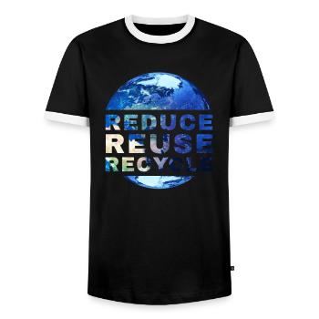 Reduce Recycle Hazardous Waste Reuse - Men's Ringer Shirt - black/white - Front - AI Model Female 172 light (172cm) & AI Model Male 178 light (178cm)