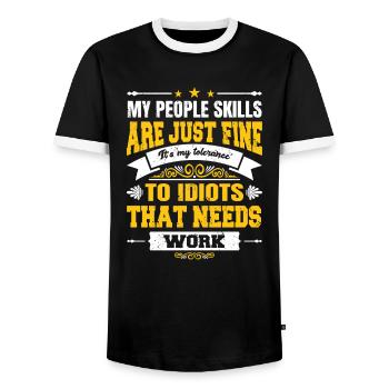 I judge you silently, That you Do Not The Earth - Men's Ringer Shirt - black/white - Front - AI Model Female 172 light (172cm) & AI Model Male 178 light (178cm)