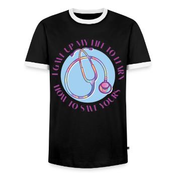 Ich habe mein Leben aufgegeben, um zu lernen - Männer Kontrast-T-Shirt - Schwarz/Weiß - Vorne - AI Model Female 172 light (172cm) & AI Model Male 178 light (178cm)