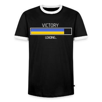 Victoire Chargement du drapeau ukrainien Symbole de l’Ukraine - T-shirt contrasté Homme - noir/blanc - Devant - AI Model Female 172 light (172cm) & AI Model Male 178 light (178cm)