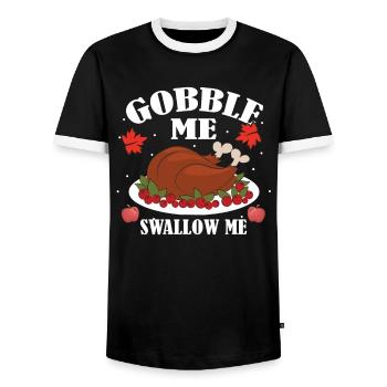 Devour Me SwallowIng Me Türkeys Feierty - Men's Ringer Shirt - black/white - Front - AI Model Female 172 light (172cm) & AI Model Male 178 light (178cm)