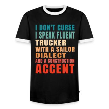 I don't curse I speak fluent trucker - Men's Ringer Shirt - black/white - Front - AI Model Female 172 light (172cm) & AI Model Male 178 light (178cm)