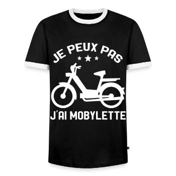 Je Peux Pas J'ai Mobylette Cadeau - T-shirt contrasté Homme - noir/blanc - Devant - AI Model Female 172 light (172cm) & AI Model Male 178 light (178cm)