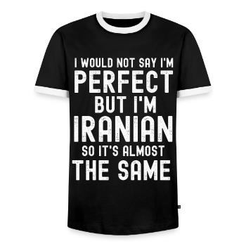 Je ne dirais pas que je suis parfait iranien - T-shirt contrasté Homme - noir/blanc - Devant - AI Model Female 172 light (172cm) & AI Model Male 178 light (178cm)