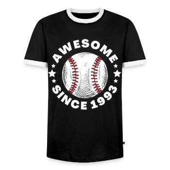 Super Seit 1993 Baseballball Gute Spieler Legende - Männer Kontrast-T-Shirt - Schwarz/Weiß - Vorne - AI Model Female 172 light (172cm) & AI Model Male 178 light (178cm)