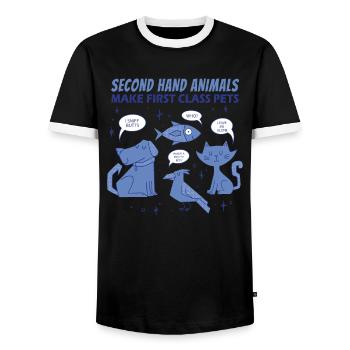 Second Hand Animals Make First-Class Pets - Men's Ringer Shirt - black/white - Front - AI Model Female 172 light (172cm) & AI Model Male 178 light (178cm)