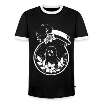 Geist In Einem Glas Blumen Flask Month Magic - Männer Kontrast-T-Shirt - Schwarz/Weiß - Vorne - AI Model Female 172 light (172cm) & AI Model Male 178 light (178cm)