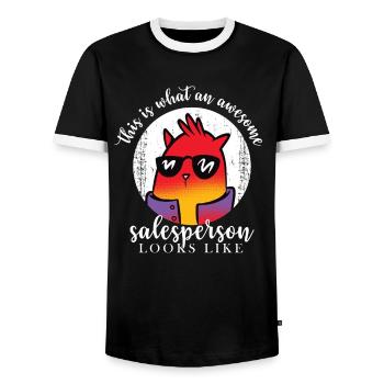 Voici à quoi ressemble un grand vendeur - T-shirt contrasté Homme - noir/blanc - Devant - AI Model Female 172 light (172cm) & AI Model Male 178 light (178cm)