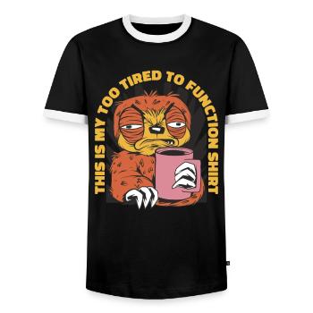 This is my too tired to the shirt sloth - Men's Ringer Shirt - black/white - Front - AI Model Female 172 light (172cm) & AI Model Male 178 light (178cm)