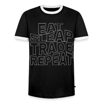 Repeat sleep trading. - Men's Ringer Shirt - black/white - Front - AI Model Female 172 light (172cm) & AI Model Male 178 light (178cm)
