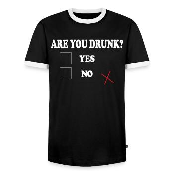 Êtes-vous ivre? Oui Non Devis Party Alcool - T-shirt contrasté Homme - noir/blanc - Devant - AI Model Female 172 light (172cm) & AI Model Male 178 light (178cm)