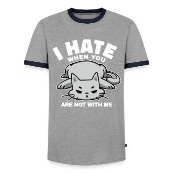 Ich Hasse Es, Wenn Du Nicht Bei Mir Bist, Zitiere - Männer Kontrast-T-Shirt - Grau/Navy  - Vorne - AI Model Female 172 light (172cm) & AI Model Male 178 light (178cm)