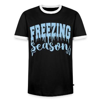 Freezing Season Quote Winter Ice Gift - Men's Ringer Shirt - black/white - Front - AI Model Female 172 light (172cm) & AI Model Male 178 light (178cm)