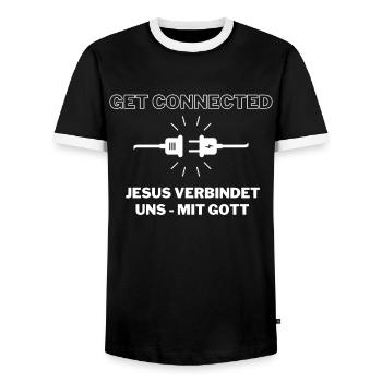 Lassen Sie Jesus Verbindet UN Mit Gott Verbunden - Männer Kontrast-T-Shirt - Schwarz/Weiß - Vorne - AI Model Female 172 light (172cm) & AI Model Male 178 light (178cm)