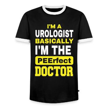 Ich Bin Urologe Im Grunde, Ich Bin Der Perfekte - Männer Kontrast-T-Shirt - Schwarz/Weiß - Vorne - AI Model Female 172 light (172cm) & AI Model Male 178 light (178cm)