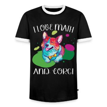 J’adore les maths et Corgi Fluffy Dog Breed - T-shirt contrasté Homme - noir/blanc - Devant - AI Model Female 172 light (172cm) & AI Model Male 178 light (178cm)
