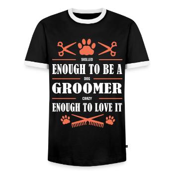 Geschickt Genug, Um Ein Verrückter Hundefriseur Zu - Männer Kontrast-T-Shirt - Schwarz/Weiß - Vorne - AI Model Female 172 light (172cm) & AI Model Male 178 light (178cm)