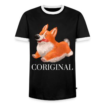 Original Flauschiger Kawaii Hund Niedliches - Männer Kontrast-T-Shirt - Schwarz/Weiß - Vorne - AI Model Female 172 light (172cm) & AI Model Male 178 light (178cm)