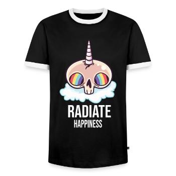 Strahlen Glück Regenbogen Hippies Schädelknochen - Männer Kontrast-T-Shirt - Schwarz/Weiß - Vorne - AI Model Female 172 light (172cm) & AI Model Male 178 light (178cm)