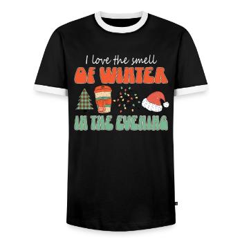 J’adore l’odeur de l’hiver le soir de - T-shirt contrasté Homme - noir/blanc - Devant - AI Model Female 172 light (172cm) & AI Model Male 178 light (178cm)