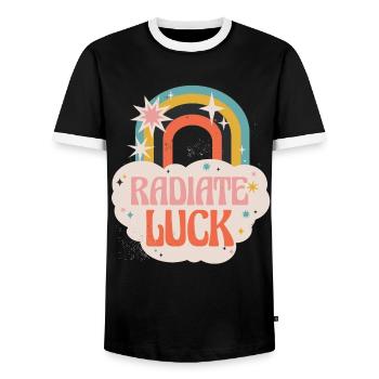 Radiate positivity Rainbow Dwarf Clouds - Men's Ringer Shirt - black/white - Front - AI Model Female 172 light (172cm) & AI Model Male 178 light (178cm)