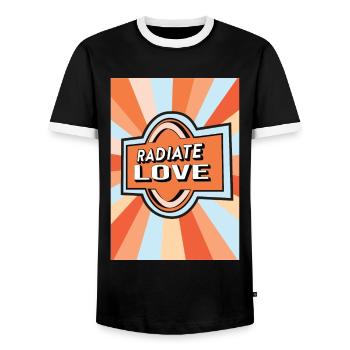 Radiate Love Rainbow Happiness Hippies - Men's Ringer Shirt - black/white - Front - AI Model Female 172 light (172cm) & AI Model Male 178 light (178cm)